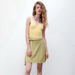 Zara Yellow Knit Bodysuit. Pastel Yellow. Size Small. Low/Open Back. Never Worn